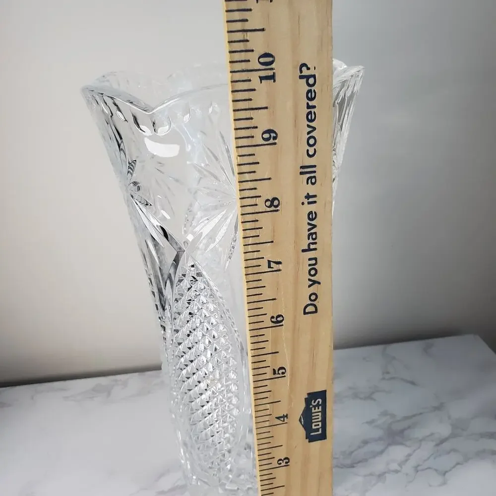 Vintage Royal Crystal Rock Dorico 24% Lead Crystal Vase RCR Italy Heavy Hob Nail